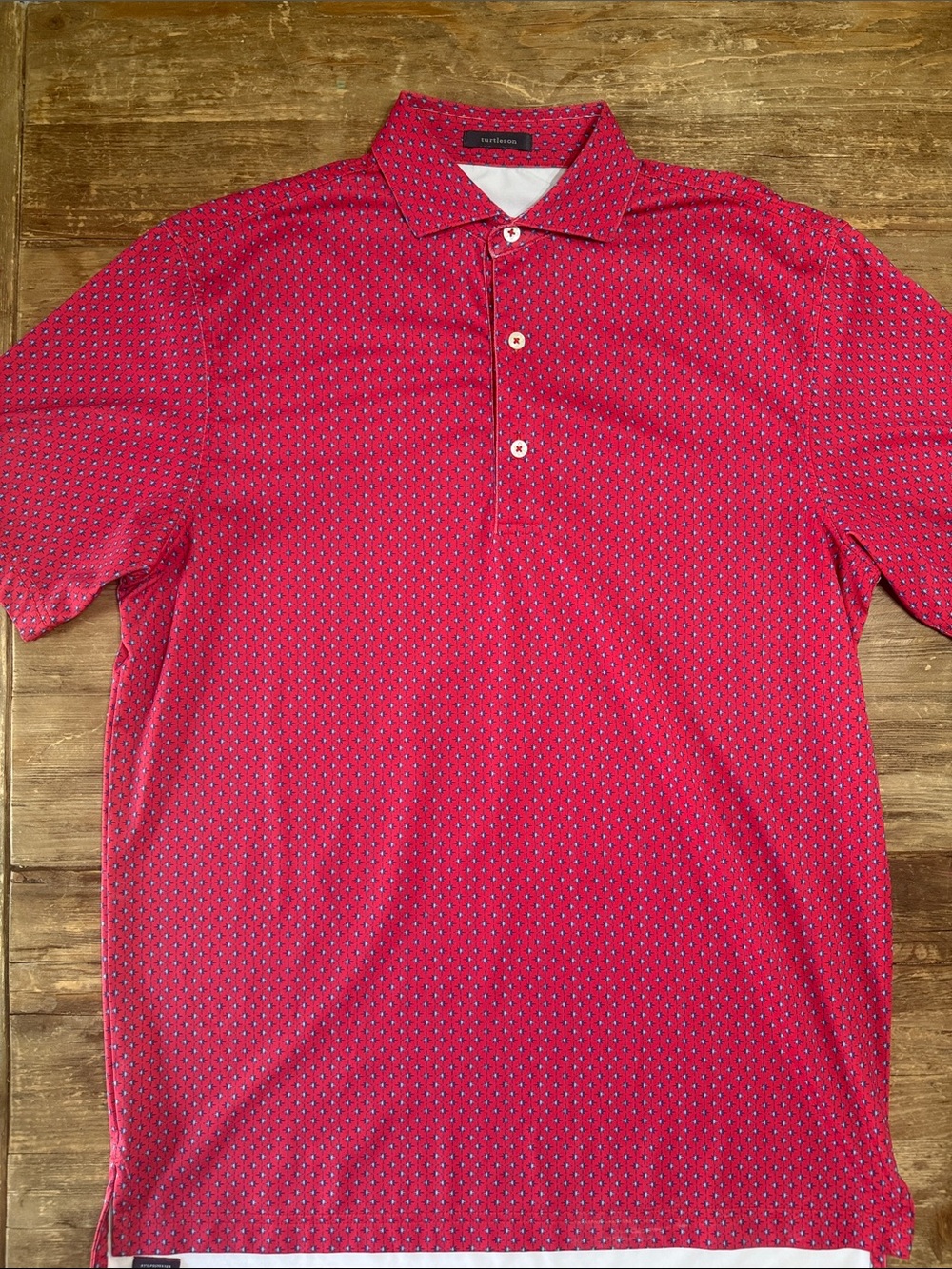 Turtleson Men's Red Micro-Pattern Golf Polo Shirt
